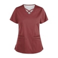 thumbnail image 1 of Women Scrubs Top Workwear Stretch V-Neck Professionals Medical Uniforms with Pocket 2025 XL Polyester, 1 of 4