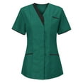 thumbnail image 1 of Women Scrubs V-Neck Three Pocket Scrub Top Anti-Wrinkle Housekeeping Uniform T Shirt Lightweigh NurseTop, 1 of 2