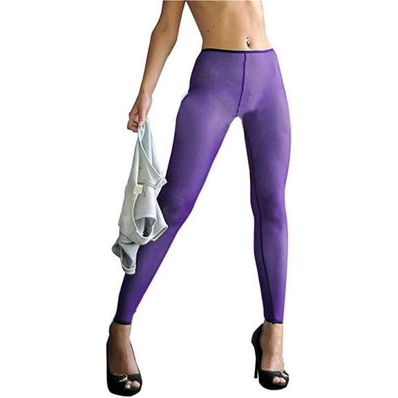 Women Scrunch Butt High Waisted Leggings, Seamless Net Sexy See Through Sheer Mesh Long Pants Yoga Pants Tights Purple