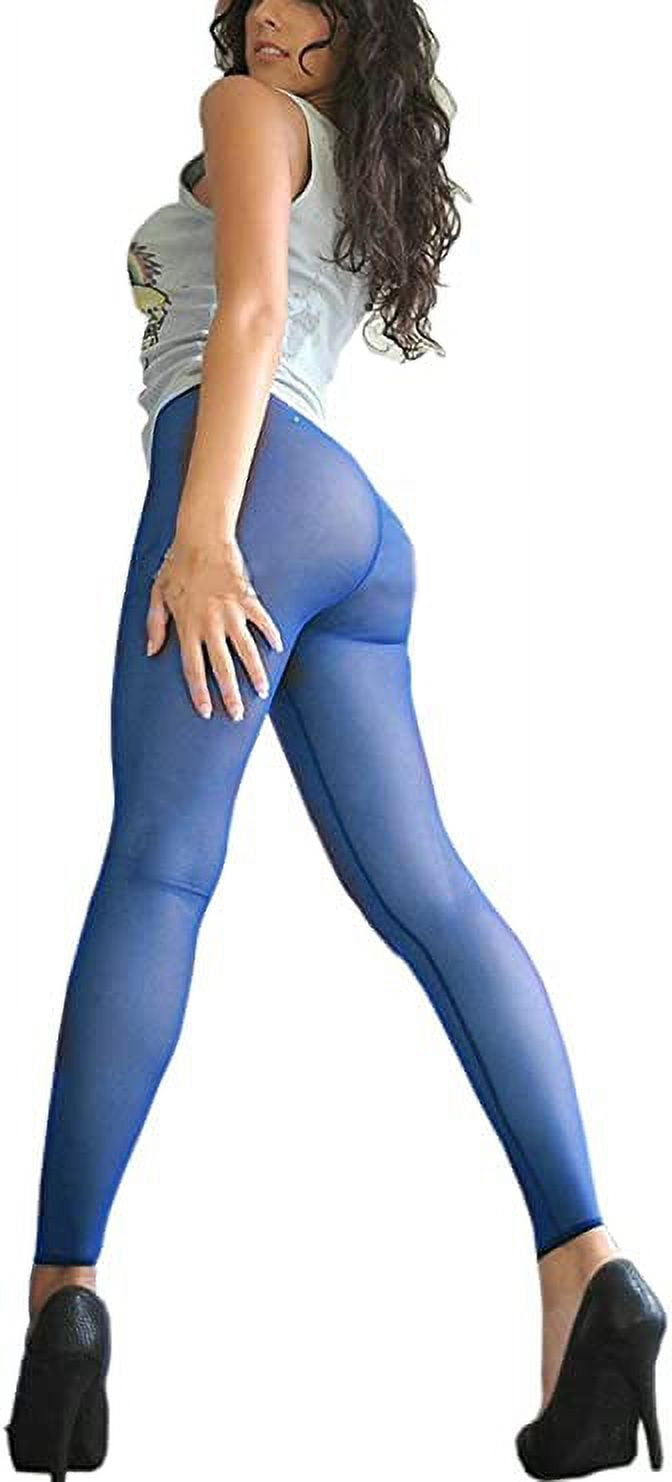 Women Scrunch Butt High Waisted Leggings, Seamless Net Sexy See Through  Sheer Mesh Long Pants Yoga Pants Tights Royal Blue