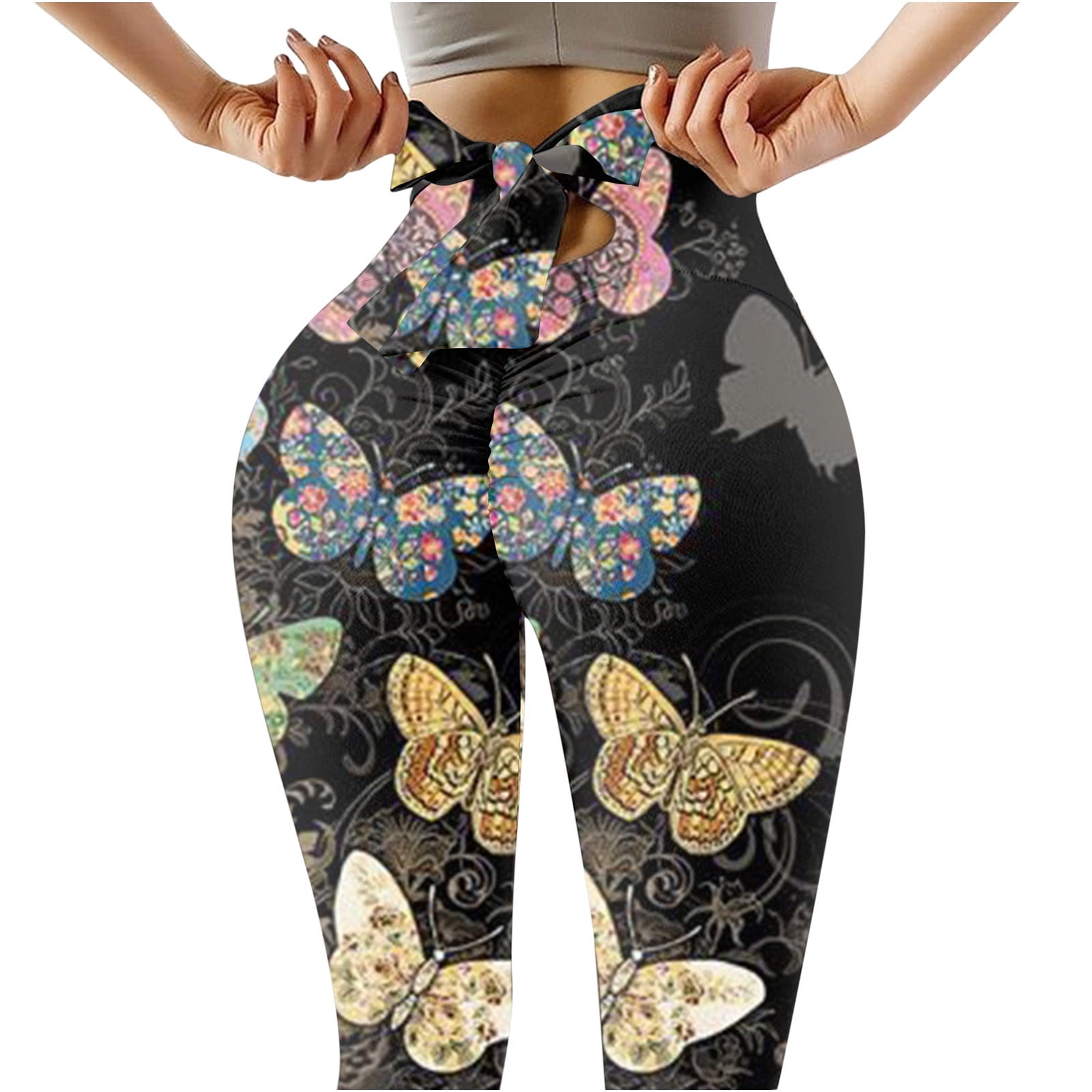 Leggings size medium womens highwaisted scrunch bum Women's bow butterfly  new