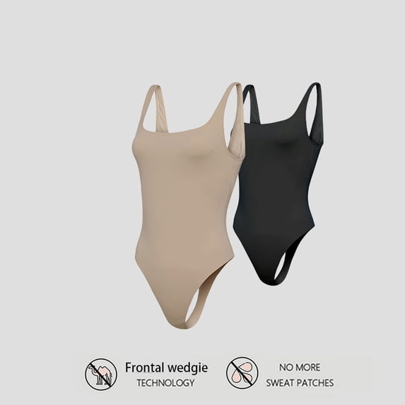 Women Seamless & Anti-frontal wedgie Square Necks One Piece Bodysuit No ...