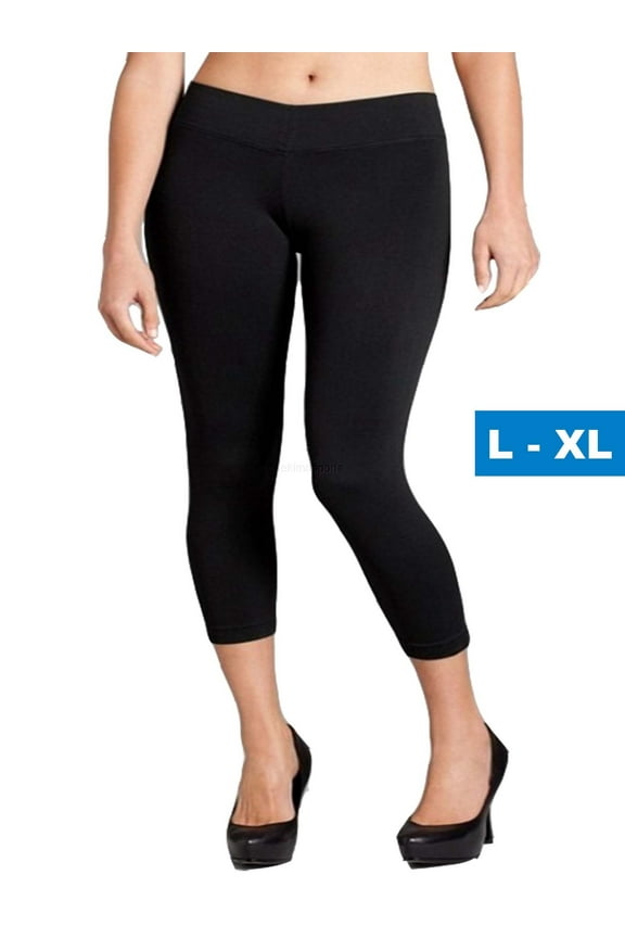 Women Seamless Basic Stretch Capri Leggings Large X-Large