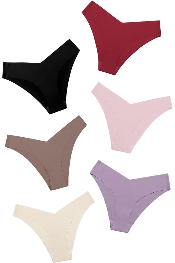 Women Seamless Bikini Cheeky Underwear Invisible No Show Panties V-Waist Hipster Ladies Soft Stretch Multi Pack