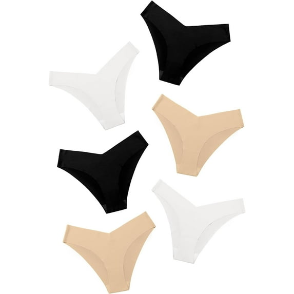 Women Seamless Bikini Cheeky Underwear Invisible No Show Panties V-Waist Hipster Ladies Soft Stretch Multi Pack