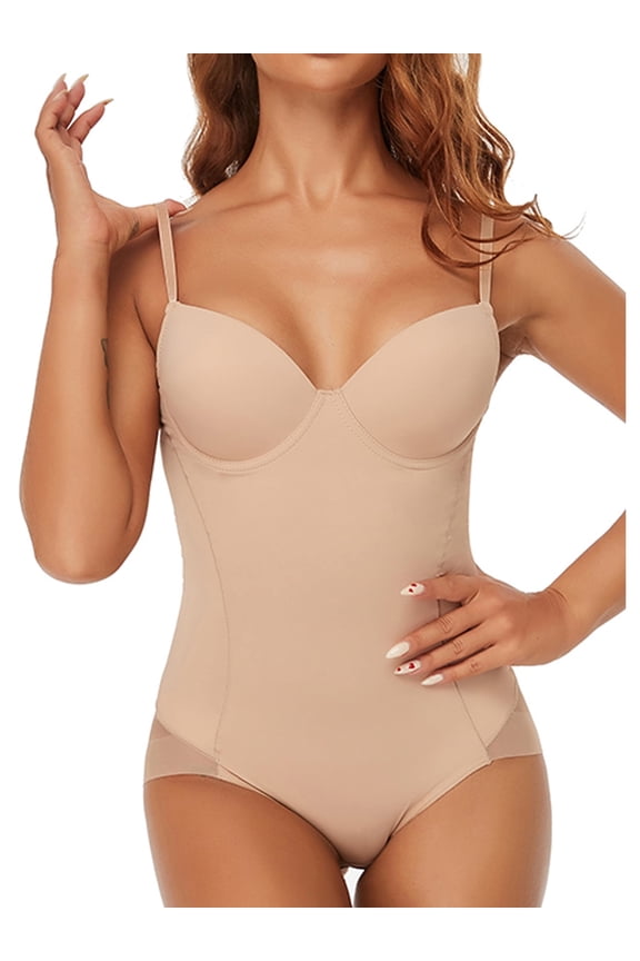 Women Seamless Bodysuit Shapewear Tummy Control Body Briefer with Built-In Bra Jumpsuit Tops Corset, Shaping, Tight-fitting, Tucking in the abdomen, Slimming