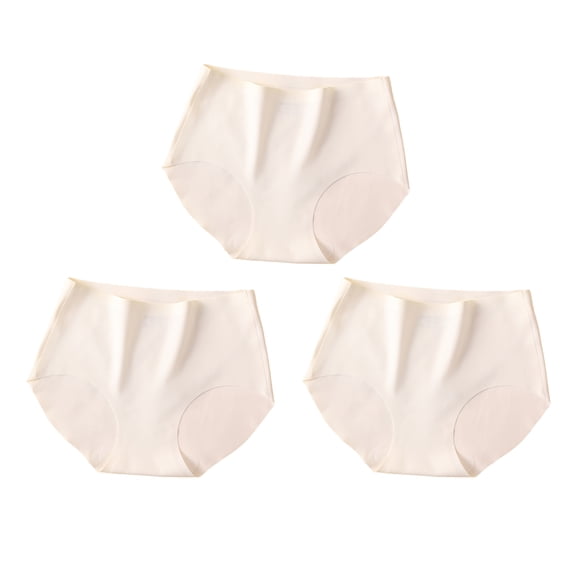 Women Seamless Briefs Full Coverage Ice Silk Underwear Mid Waist No Show Panties Soft Breathable Underpants
