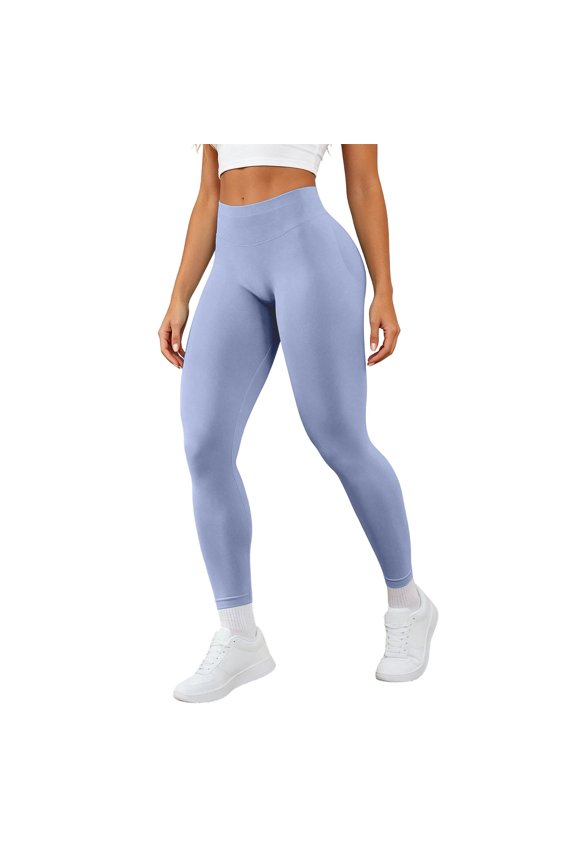 Women Seamless Butt Lifting Yoga Leggings, Low Waist Tummy Compression Workout Pants for Gym Running Loungewear(Light Gray7,M)