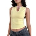 thumbnail image 1 of Women Seamless Clean Line Boat Neck Tank Top Yellow L, 1 of 4