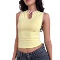 thumbnail image 1 of Women Seamless Clean Line Boat Neck Tank Top Yellow M, 1 of 6