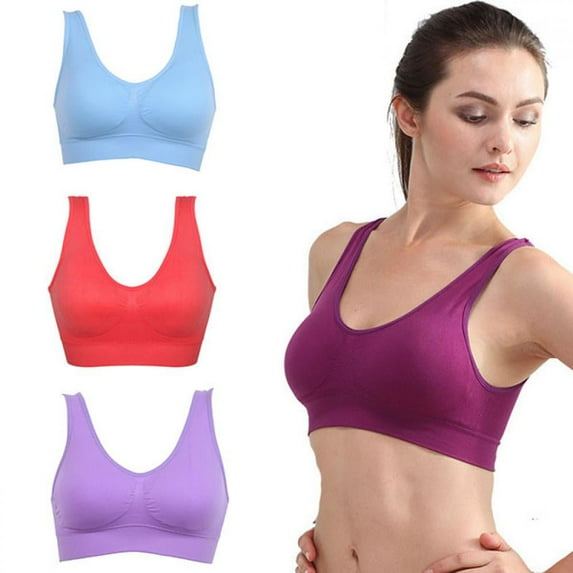 Women Seamless Comfort Padded Yoga Sports Stretch Bra Crop Top Vest Sleep Bra