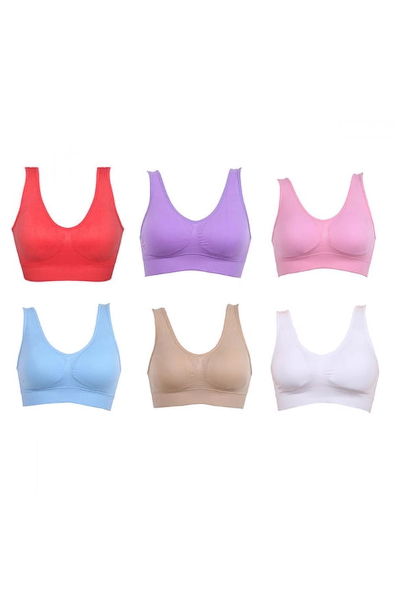 Women Seamless Comfort Padded Yoga Sports Stretch Bra Crop Top Vest Sleep Bra