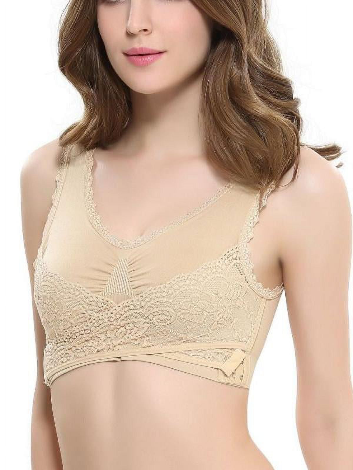 Litthing Women's Seamless Cross Front Side Buckle Lace Sports Bras Low- Support Lace Comfortable Bra for Workout Yoga Running Beige : :  Clothing, Shoes & Accessories