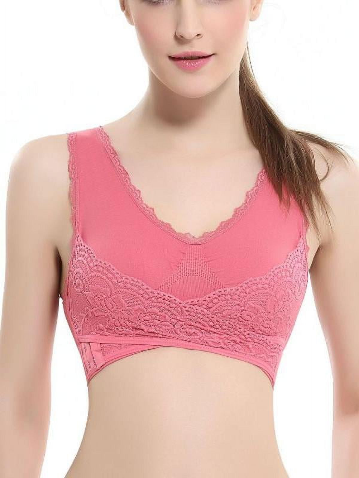Front Buckle Zipper Double Layer Shockproof Sports Yoga Bra - 2L9XQ119b  Size S Color Pink_14056