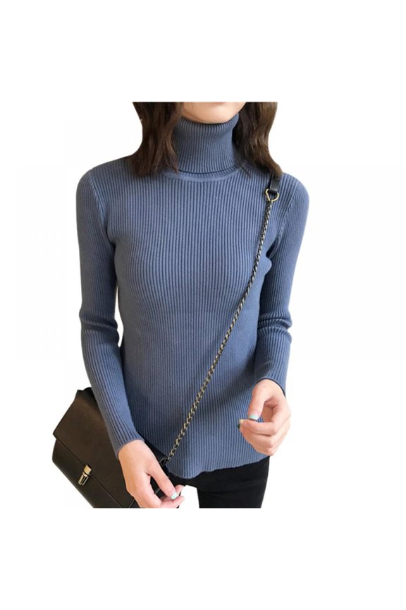 Women Seamless Long Sleeve Mock Neck Top Autumn Sweaters Tops