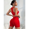 thumbnail image 1 of Women Seamless Ribbed 2 Piece Yoga Set Racerback Crop Sports Bra High Waist Stretch Biker Shorts Workout Outfit Red S, 1 of 7