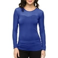 thumbnail image 1 of Women Seamless Sheer Long Sleeve Mesh Top Sweetheart Neckline Blouse Tops Shirt, 1 of 2