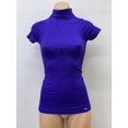 thumbnail image 1 of Women Seamless Short Sleeve Mock Neck Dimond Texture Material Blouse Top Stretch Tee Shirts, 1 of 1