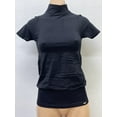 thumbnail image 1 of Women Seamless Short Sleeve Mock Neck Mini Dimond design Texture Material Blouse Top Stretch Tee Shirts, 1 of 1