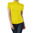 thumbnail image 1 of Women Seamless Short Sleeve Mock Neck Turtleneck Blouse Top Stretch Tee Shirts, 1 of 3