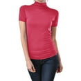 thumbnail image 1 of Women Seamless Short Sleeve Mock Neck Turtleneck Blouse Top Stretch Tee Shirts, 1 of 3