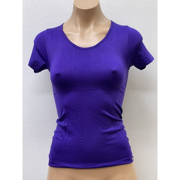 Women Seamless Short Sleeve Round Neck Fancy Vshape Design Material Blouse Top Stretch Tee Shirts