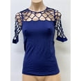 thumbnail image 1 of Women Seamless Short Sleeve Round Neck with a Mesh Design Material Blouse Top Stretch Tee Shirts, 1 of 1