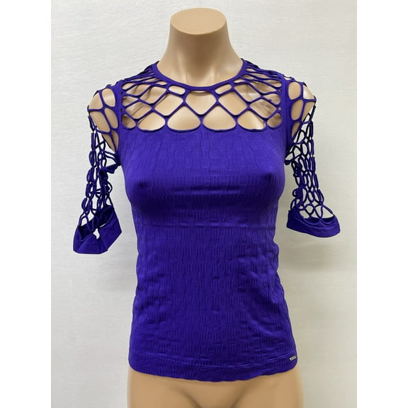 Women Seamless Short Sleeve Round Neck with a Mesh Design Material Blouse Top Stretch Tee Shirts