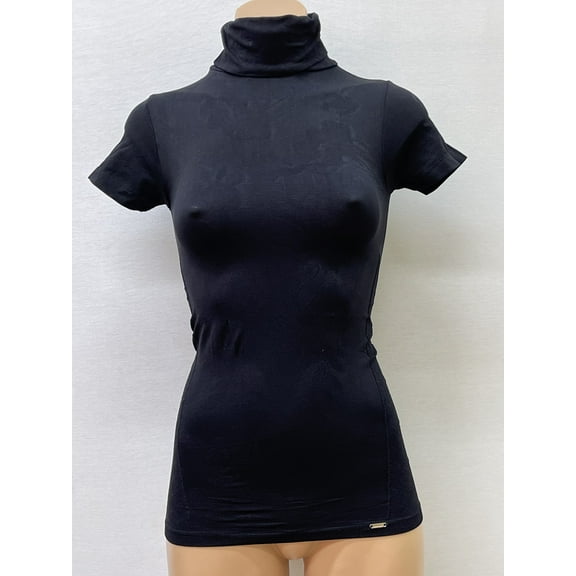 Women Seamless Short Sleeve Turtle Floral Design Texture Material Blouse Top Stretch Tee Shirts