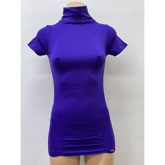 Women Seamless Short Sleeve Turtle Solid Racer Stripe Design Texture Material Blouse Top Stretch Tee Shirts