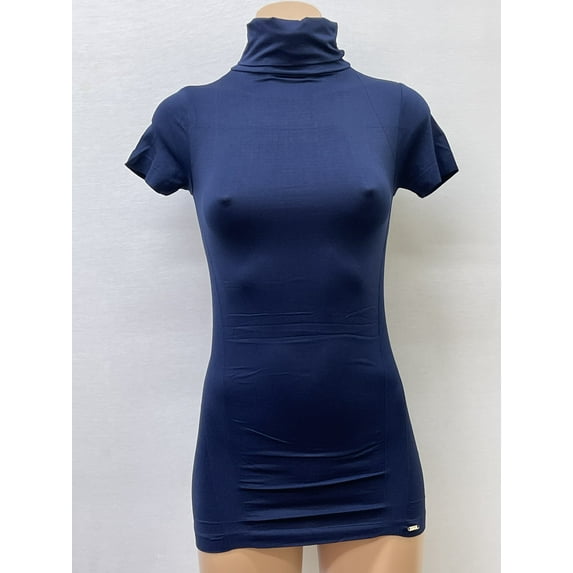 Women Seamless Short Sleeve Turtle Solid Racer Stripe Design Texture Material Blouse Top Stretch Tee Shirts