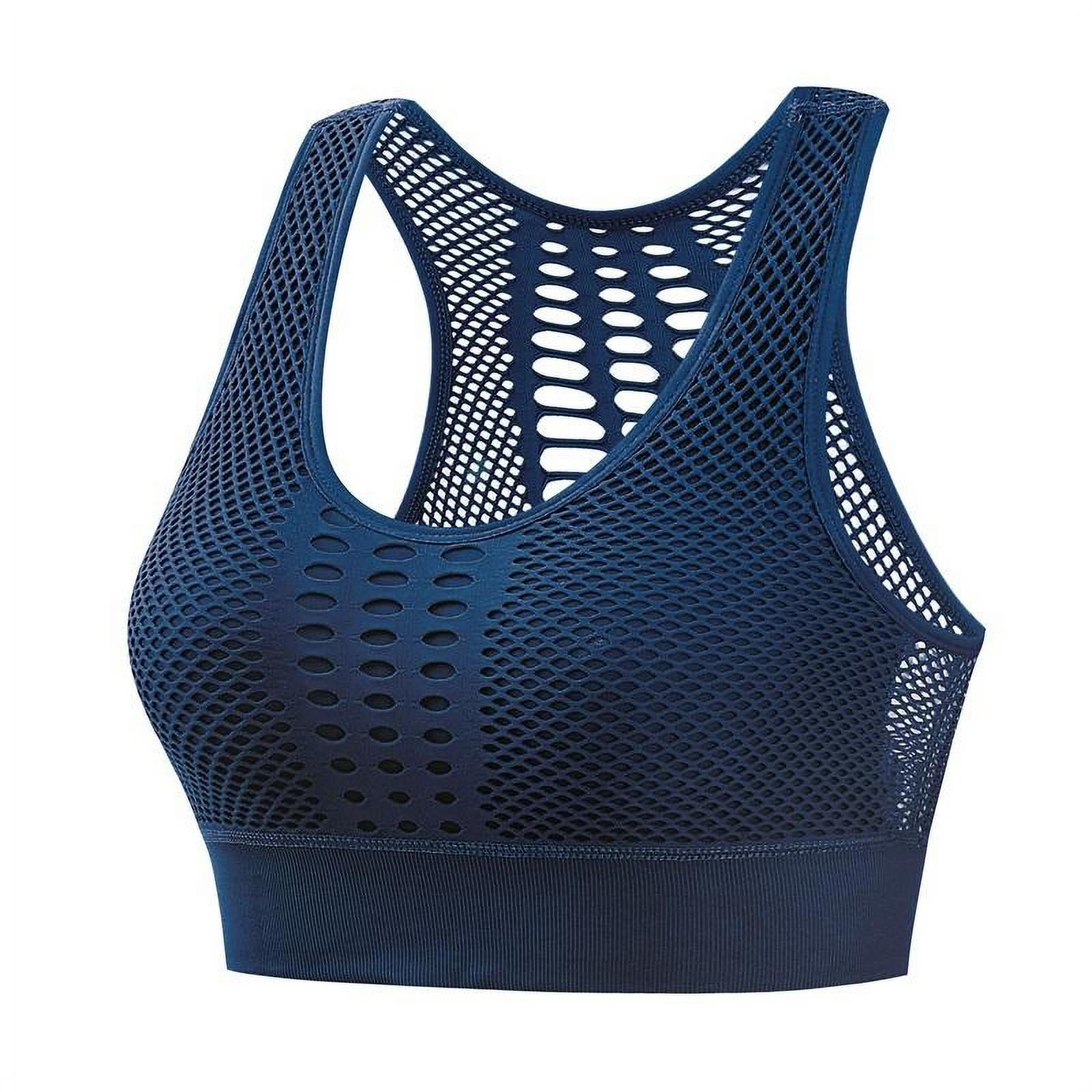 Women Seamless Sports Bra Mesh Breathable Openwork Athletic Workout Tank  Tops Longline Gym Fitness Running Yoga Tops 