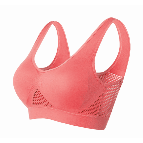 Women Seamless Sports Bra Wirefree Yoga Bra With Removable Pads Cooling Lift-Up Air Tech Mesh High Support