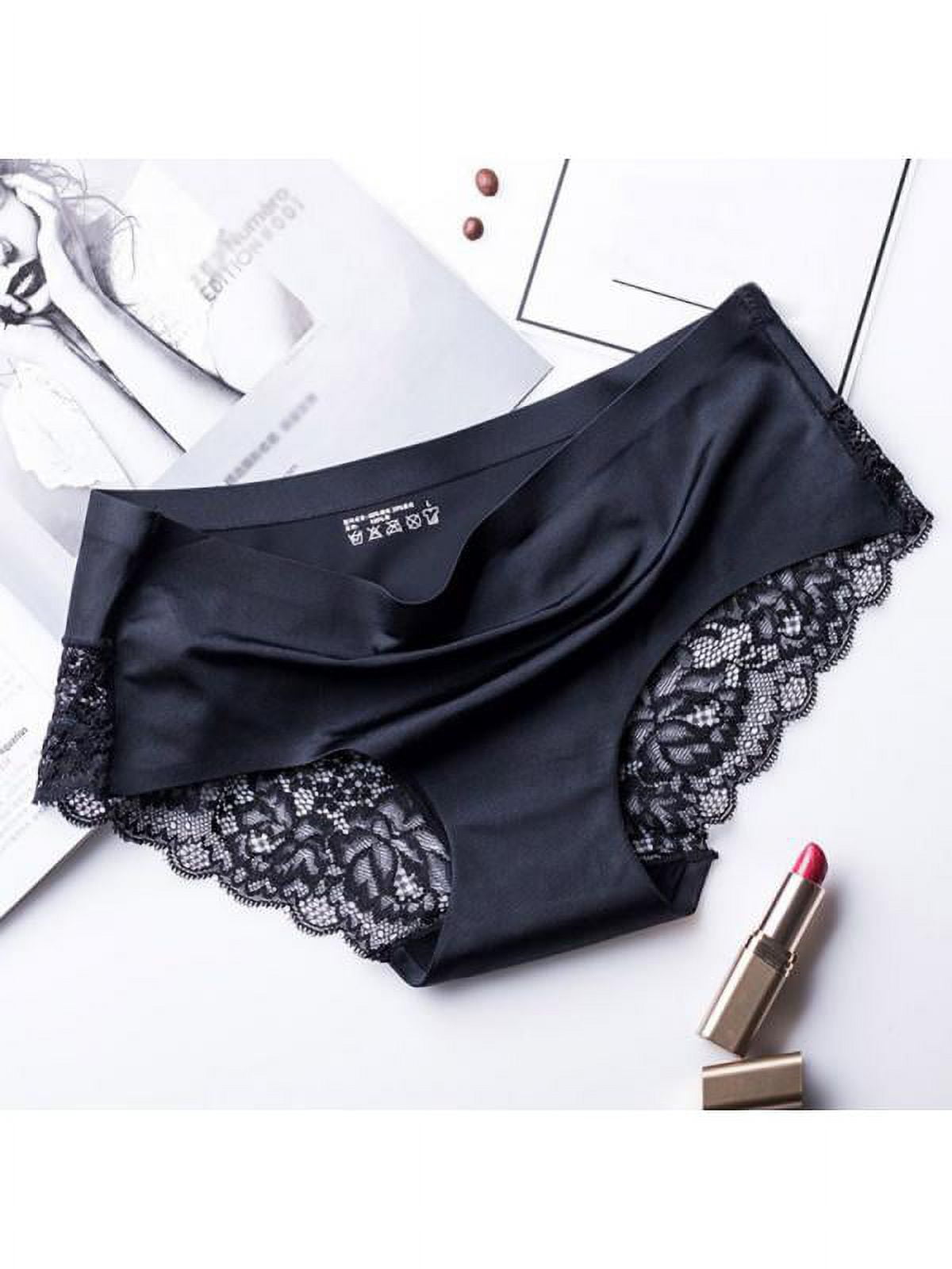 Women Seamless Underwear Sexy Lace Lingerie Knickers Ice Silk Panties Briefs