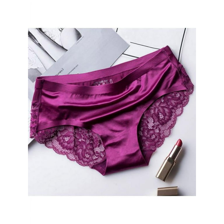 Women Seamless Underwear Sexy Lace Lingerie Knickers Ice Silk Panties Briefs