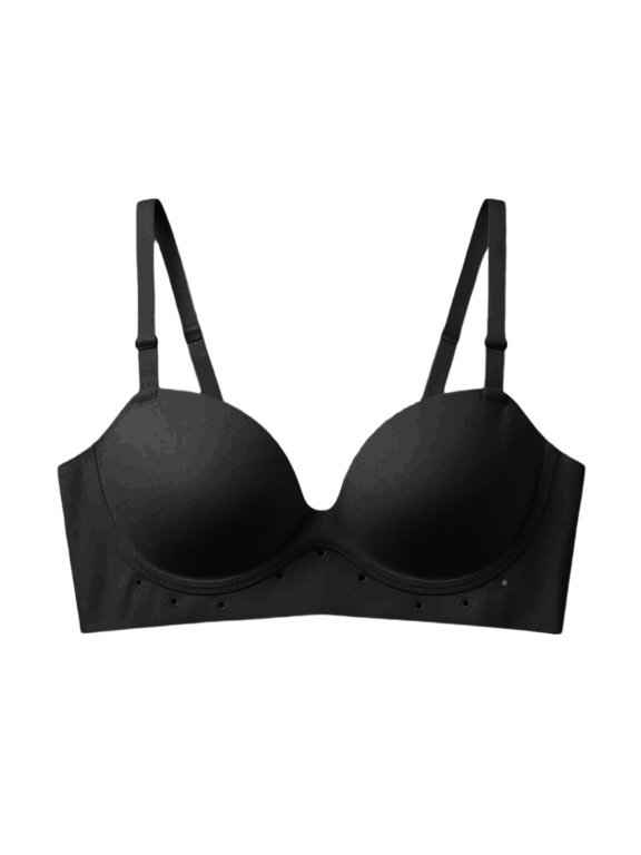 Women Seamless Vest Style Bra, Adjustable Wide Straps Gathered Side Support Brassiere, Soft Breathable Comfort Shaping Daily Underwear Black 80AB(80AB)