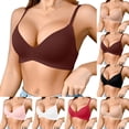 thumbnail image 1 of Women Seamless Wireless Bra One Piece Molded Thin Cup Comfort Bra Breathable Lightweight Back Hook Everyday Comfort for Summer(Brown,80C), 1 of 5