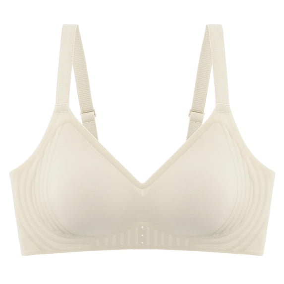Women Seamless Wireless Bras V Neck Spaghetti Straps Support Bralette ...