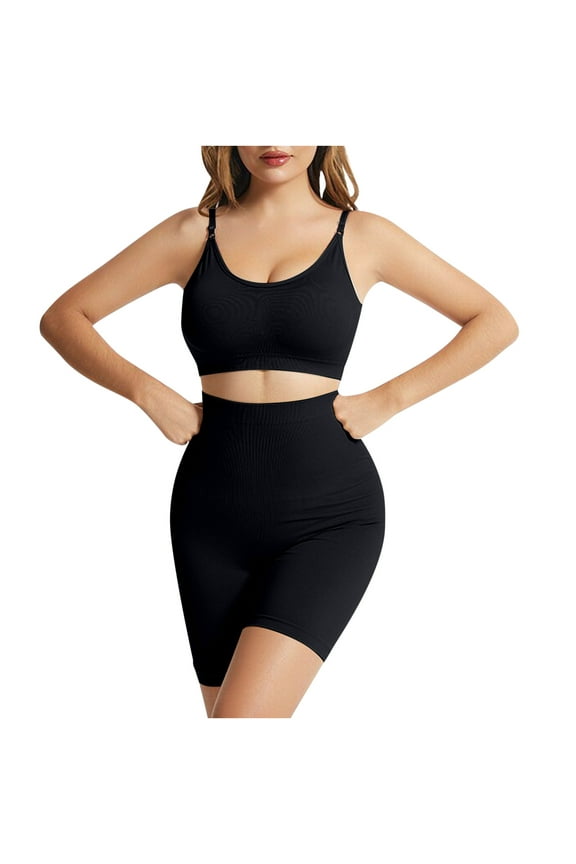 Women Seamless Yoga Set 2 Piece Workout Sport Bra Crop Top with High Waist Biker Shorts Legging Outfit Tracksuit
