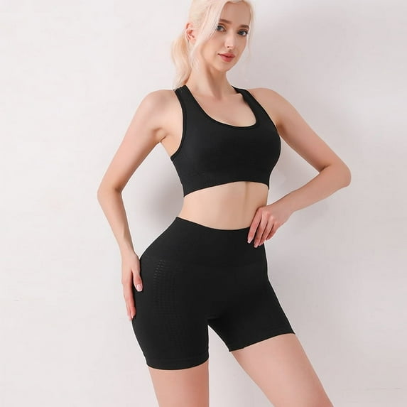 Women Seamless Yoga Workout Set 2 Piece Outfits Gym Sports Bra and High Waist Leggings Gym Clothes Tracksuit