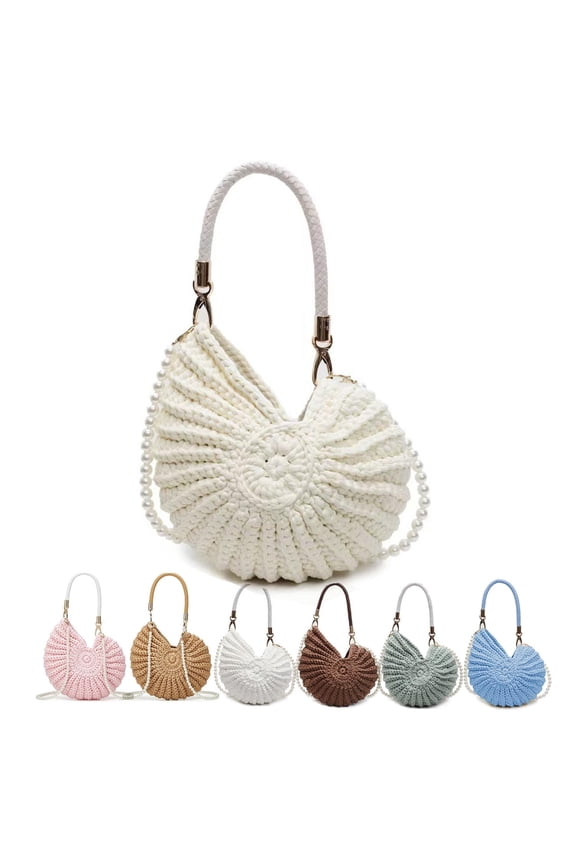 Women Seashell Bag Crochet Shell Purse Boho Shoulder Tote Bag Summer Beach Crossbody Clutch Hobo Handbag