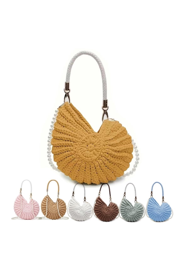 Women Seashell Bag Crochet Shell Purse Boho Shoulder Tote Bag Summer Beach Crossbody Clutch Hobo Handbag
