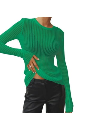 トップス NKGW / SEE THROUGH PULLOVER Kintarkee Mesh Top Long Sleeve Sheer Tops for Women Mock