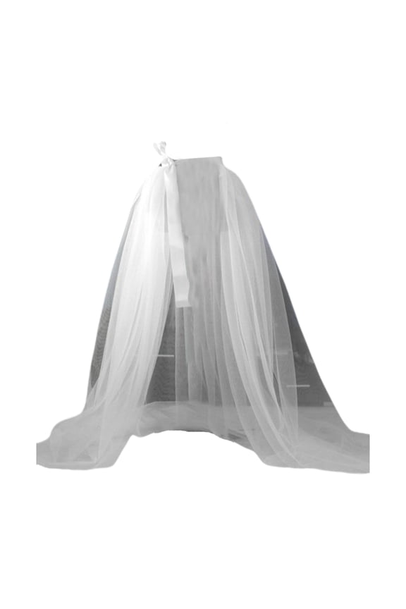 Women See Through Mesh Tulle Tutus Overlay Long Skirt Wedding Cocktail Prom Bandage Long Dress Detachable Overskirt