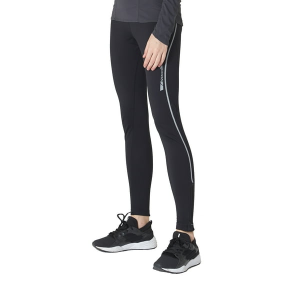 Women Semi Compression Thermal Running Tights Pants Ankle Zipper and Reflective Elements