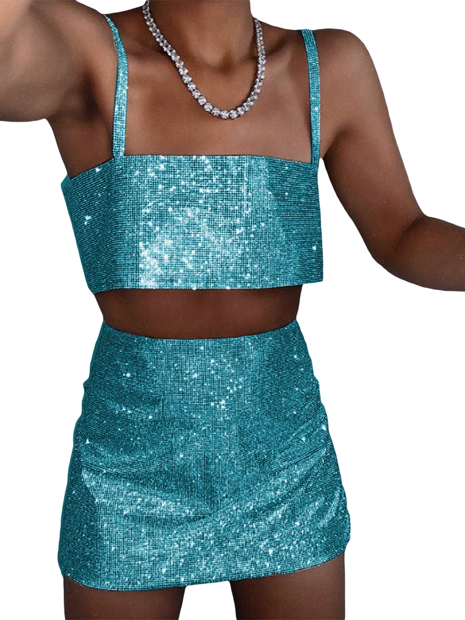 Shiny two top piece outfits