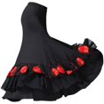 thumbnail image 1 of Women Sequin Flower Embroidered Skirt Flamenco Ballroom Practice Dress Big Swing Skirts Dance Performance Skirt for Women Girls, 1 of 7