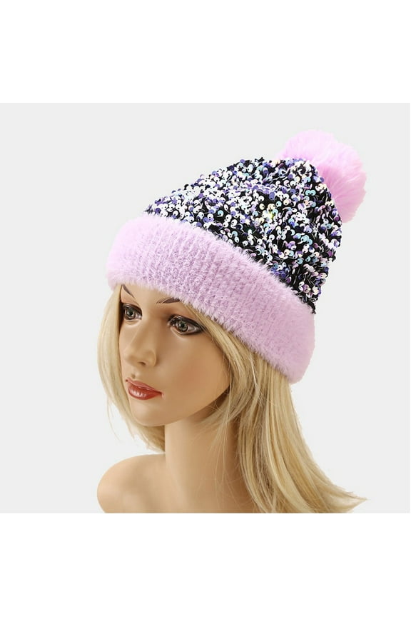Women Sequin Hat Warm Solid Knit Hat Removable Hairball Wool Hat Men Winter Mens Winter Thick Warm Casual Earmuffs Cap Large Size Hat Hats Hats Hats Mens Thermal Hat Hats for Men Plaid Head Gear Cold