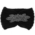 thumbnail image 1 of Women Sequin Knitted Hairband Flower Rhinestone Beaded Ear Warmer Wide Head Wrap, 1 of 19