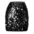 thumbnail image 1 of Women Sequin Mini Skirt Summer High Waist Short Skirt Glitter Shiny Bodycon Skirt Night out Party Black L, 1 of 5